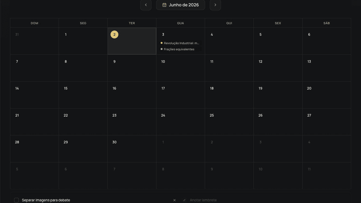 Agenda e interações de apoio no Lumen
